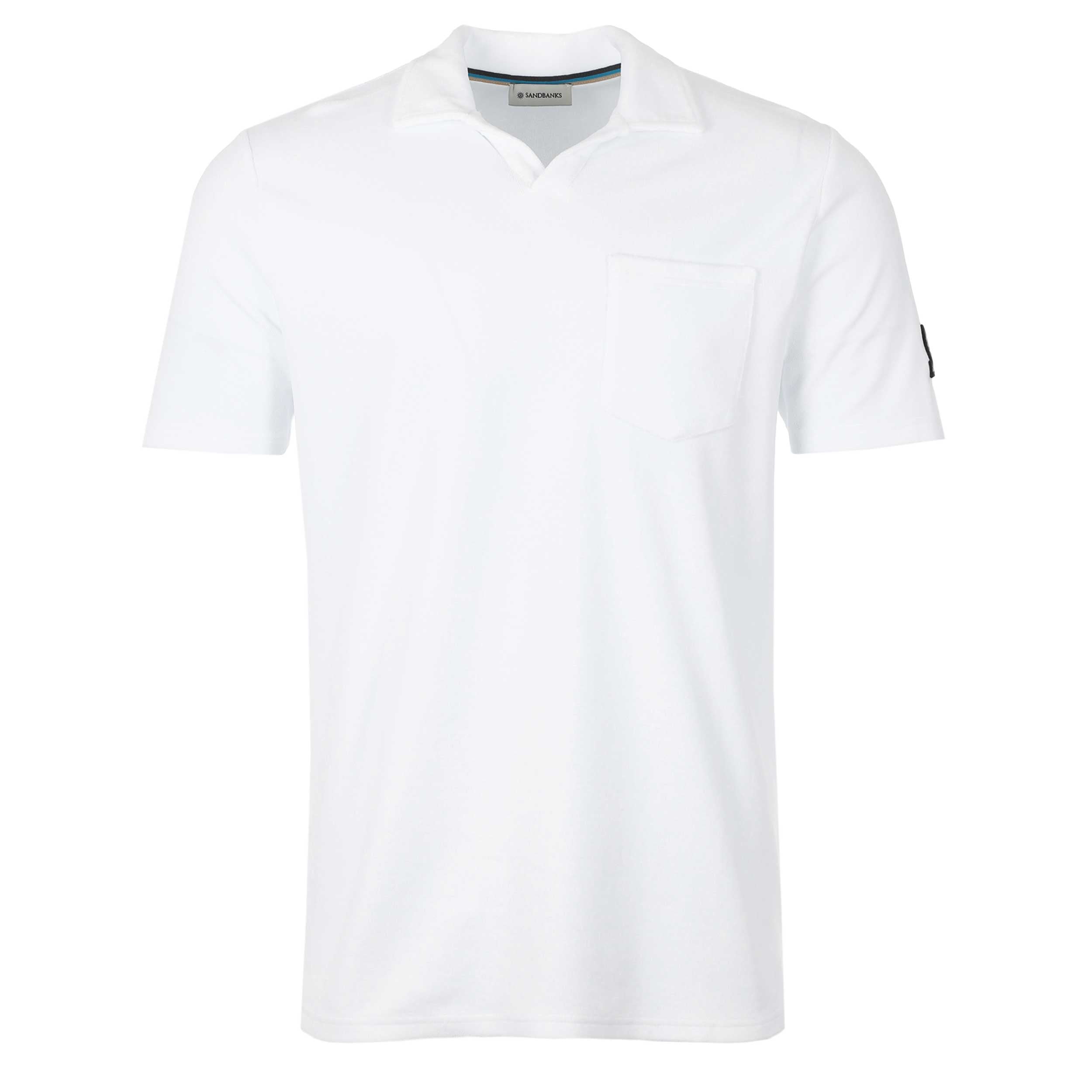 Sandbanks Resort Terry Towelling Polo Shirt in White Sandbanks Resort Terry Towelling Polo Shirt in White