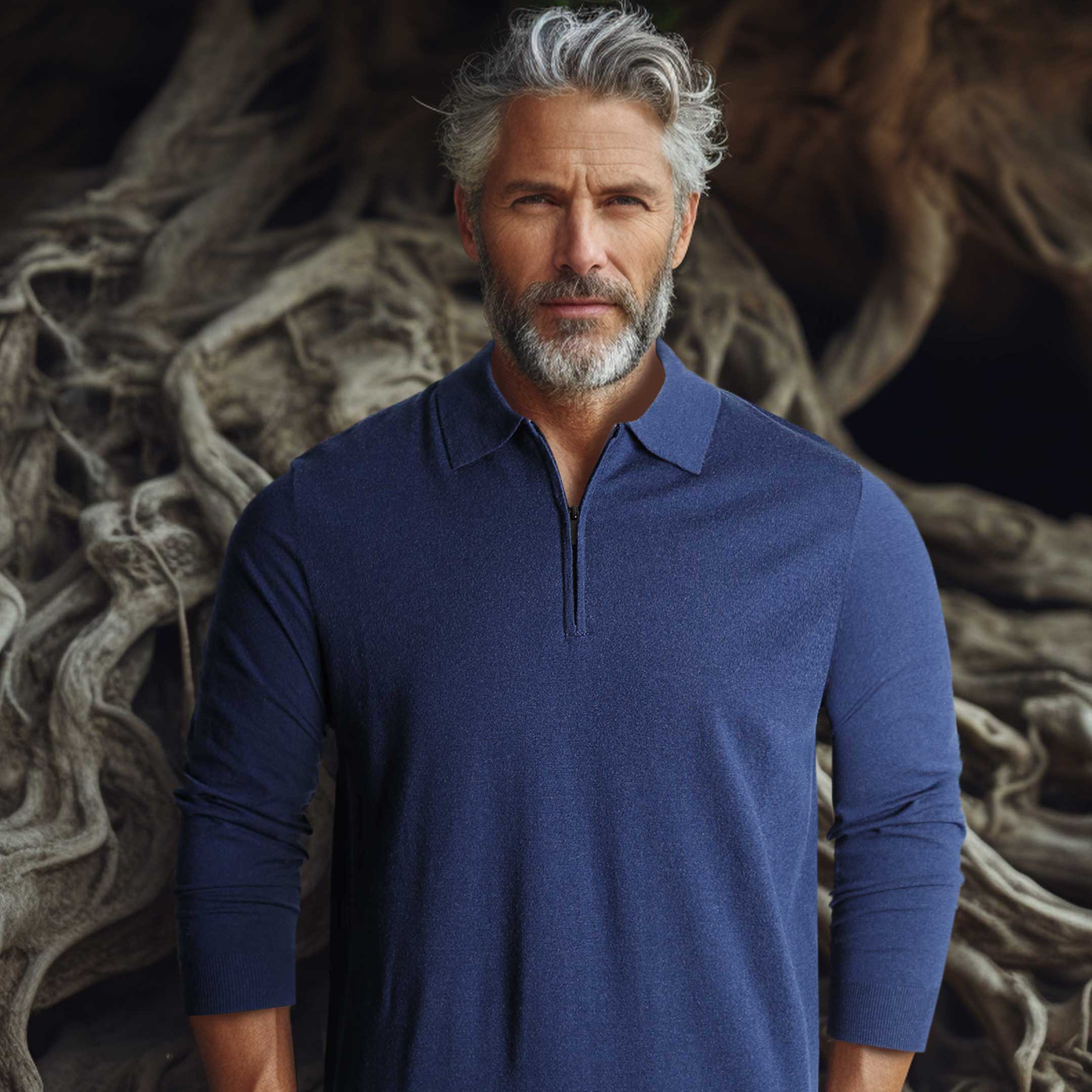 Thomas Maine Zip Knit Polo Shirt in Navy Thomas Maine Zip Knit Polo Shirt in Navy