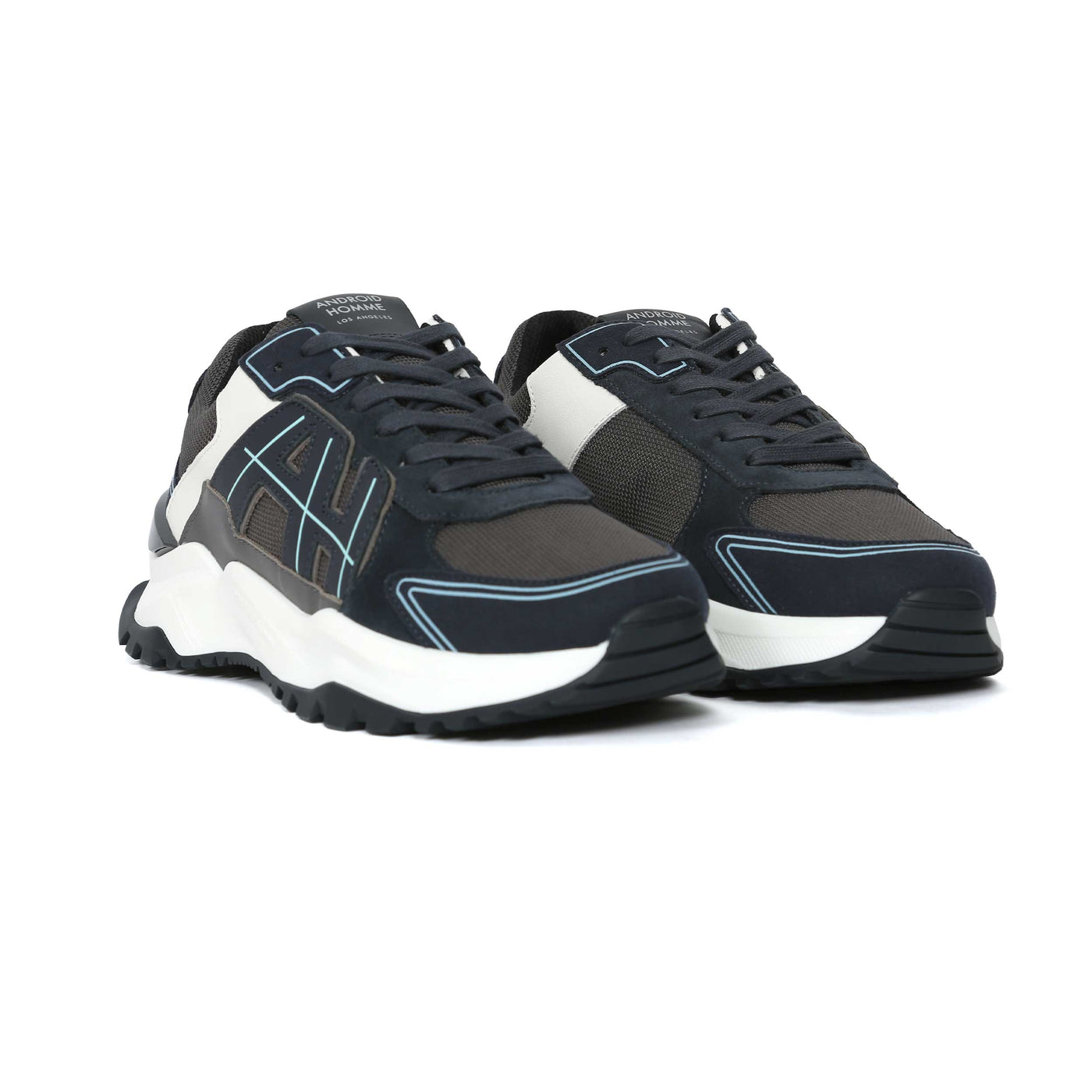 Android Homme AH One Trainer in Navy, Grey & White Pair