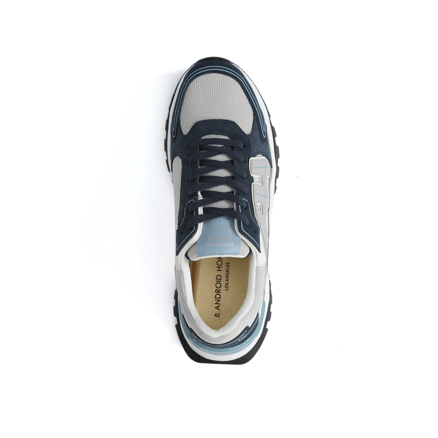 Android Homme AH One Trainer in White & Blue Birdseye