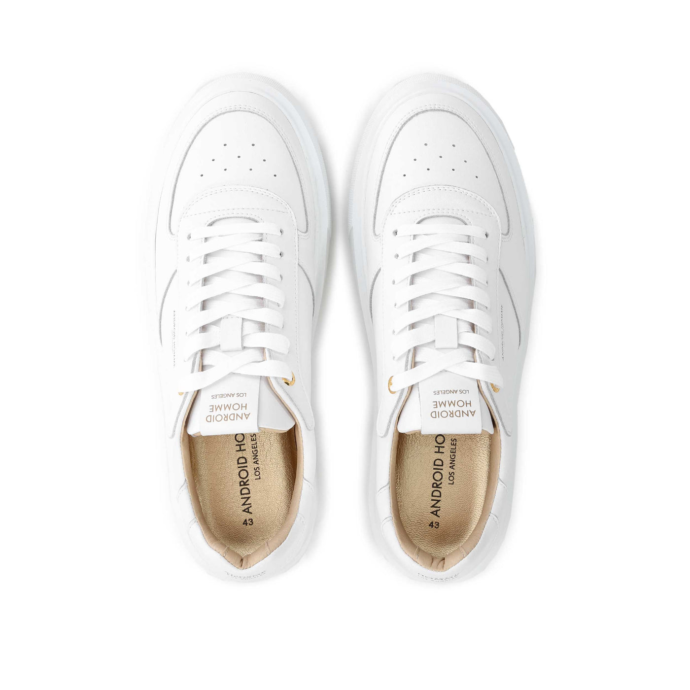Android Homme Manhattan Trainer in White Leather Birdseye