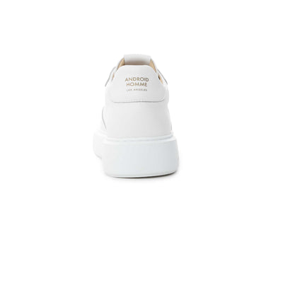 Android Homme Manhattan Trainer in White Leather Heel