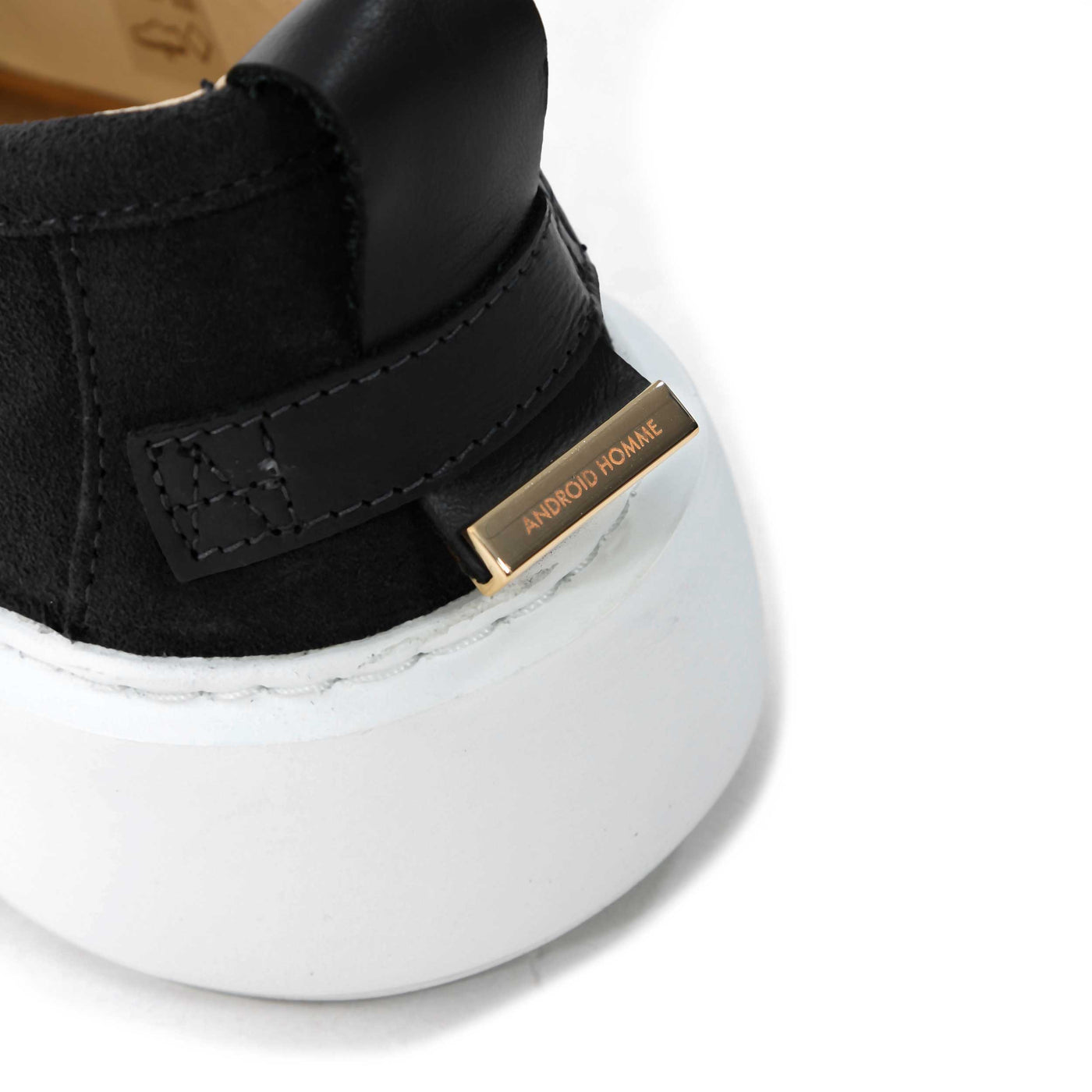 Android Homme Oversized Suede Loafer in Black Heel Detail