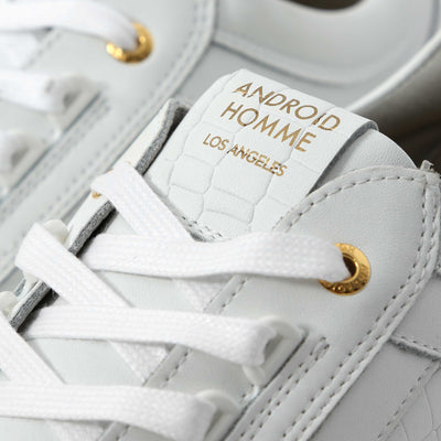 Android Homme Venice Trainer in White Caiman Croc Logo