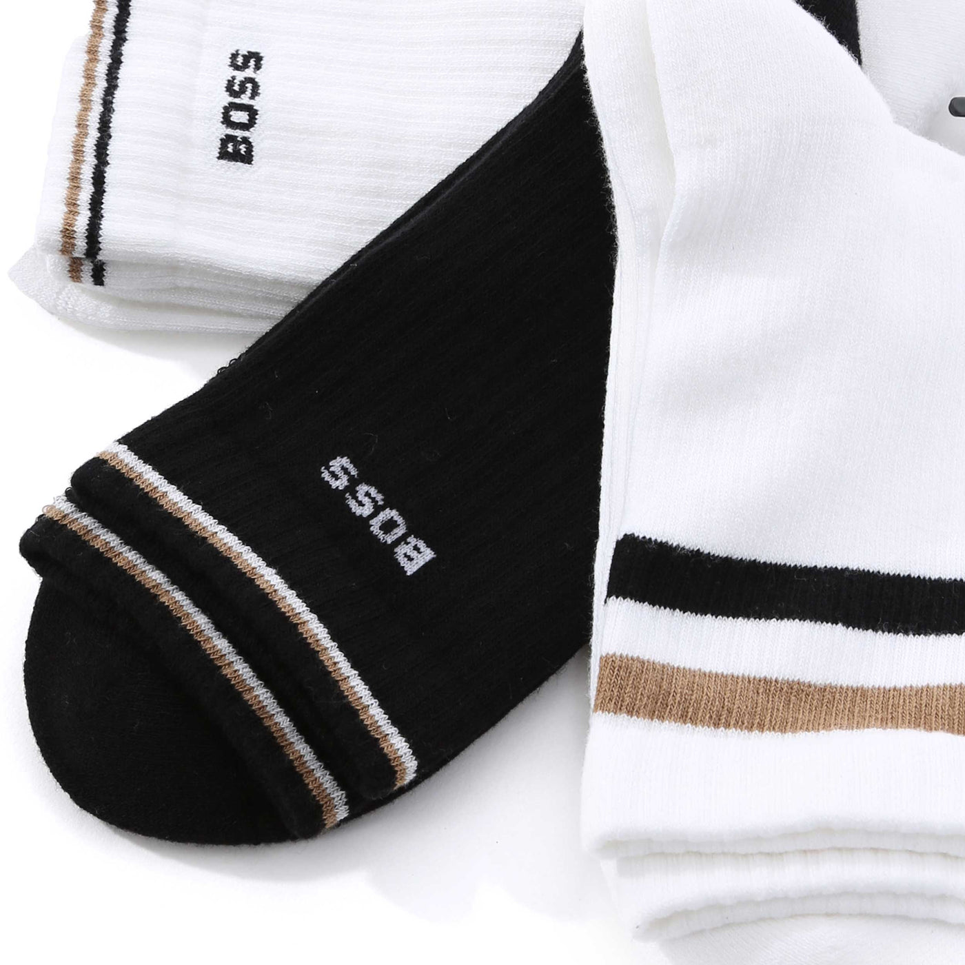 BOSS 3P QS Rib Iconic VB Sock in Black & White logo