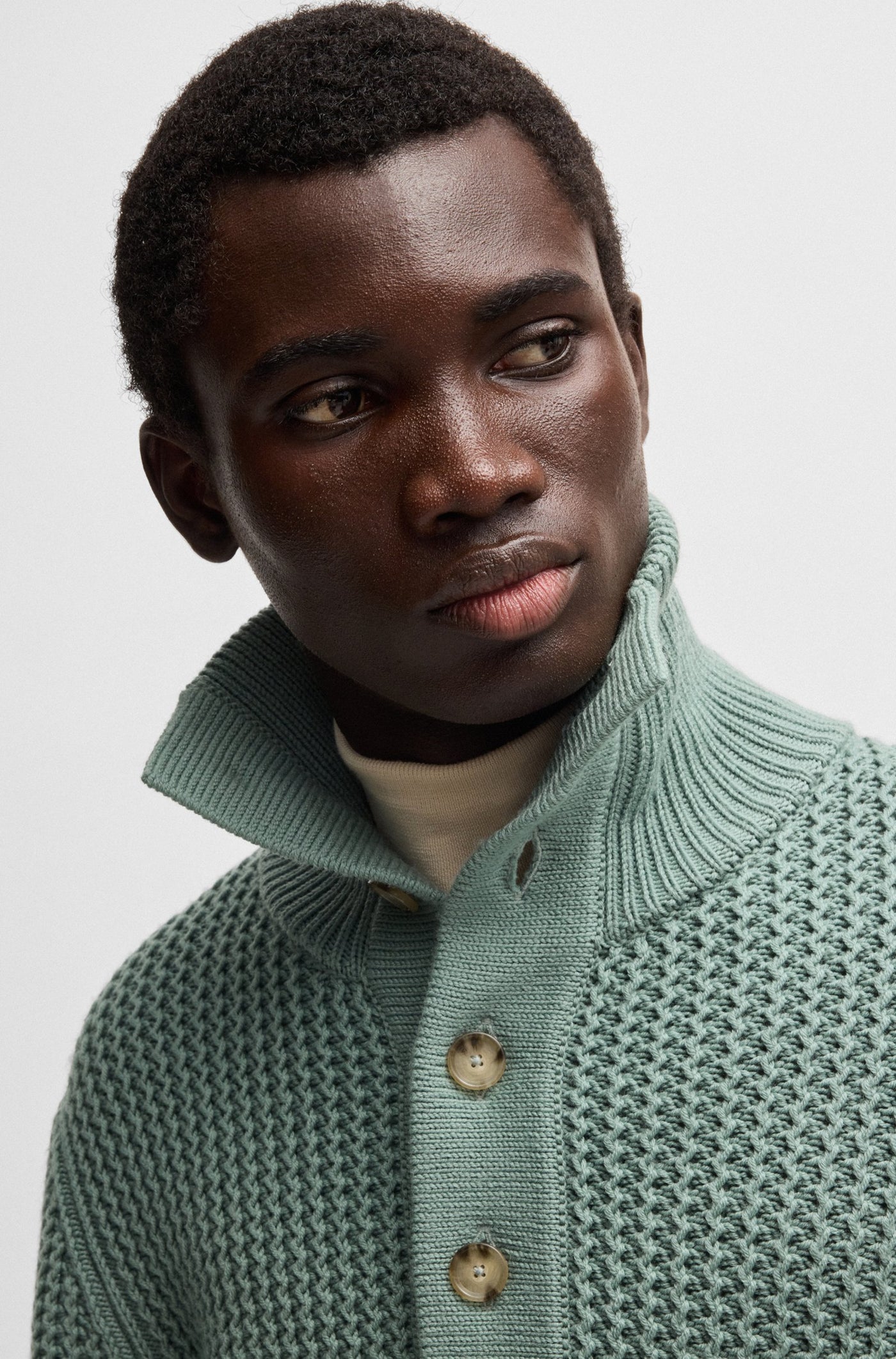 BOSS C Emaximo Knitwear in Pastel Green Close Up