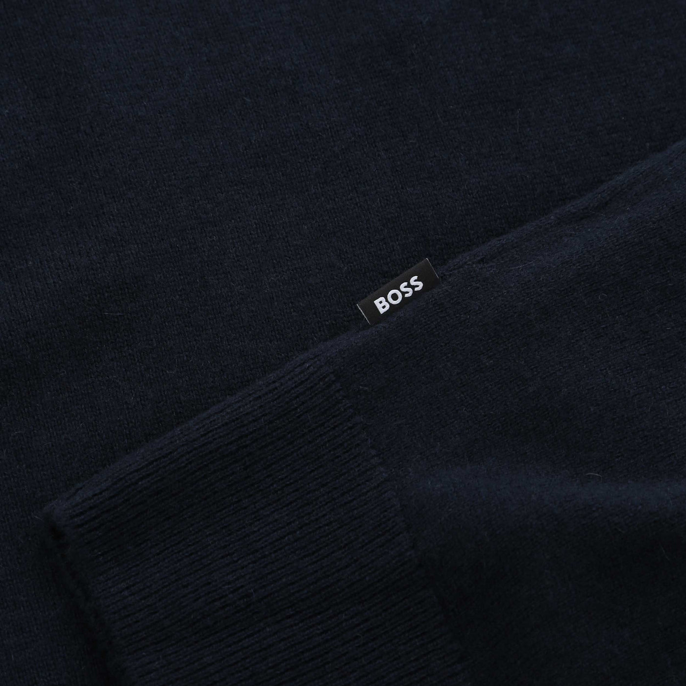 BOSS H Hemarlo Quarter Zip Knitwear in Dark Blue Logo Tab