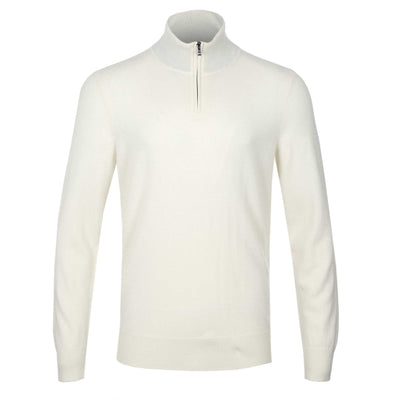 BOSS H Hemarlo Quarter Zip Knitwear in Open White