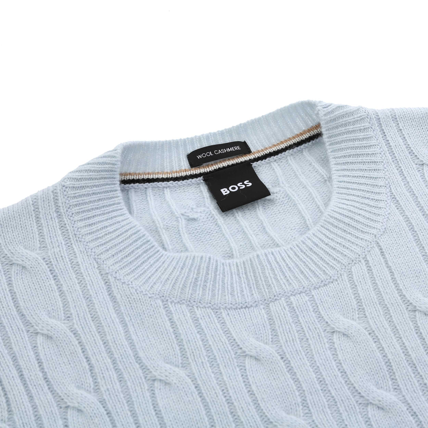 BOSS H Hetico Crewneck Sweater in Sky Blue Neck