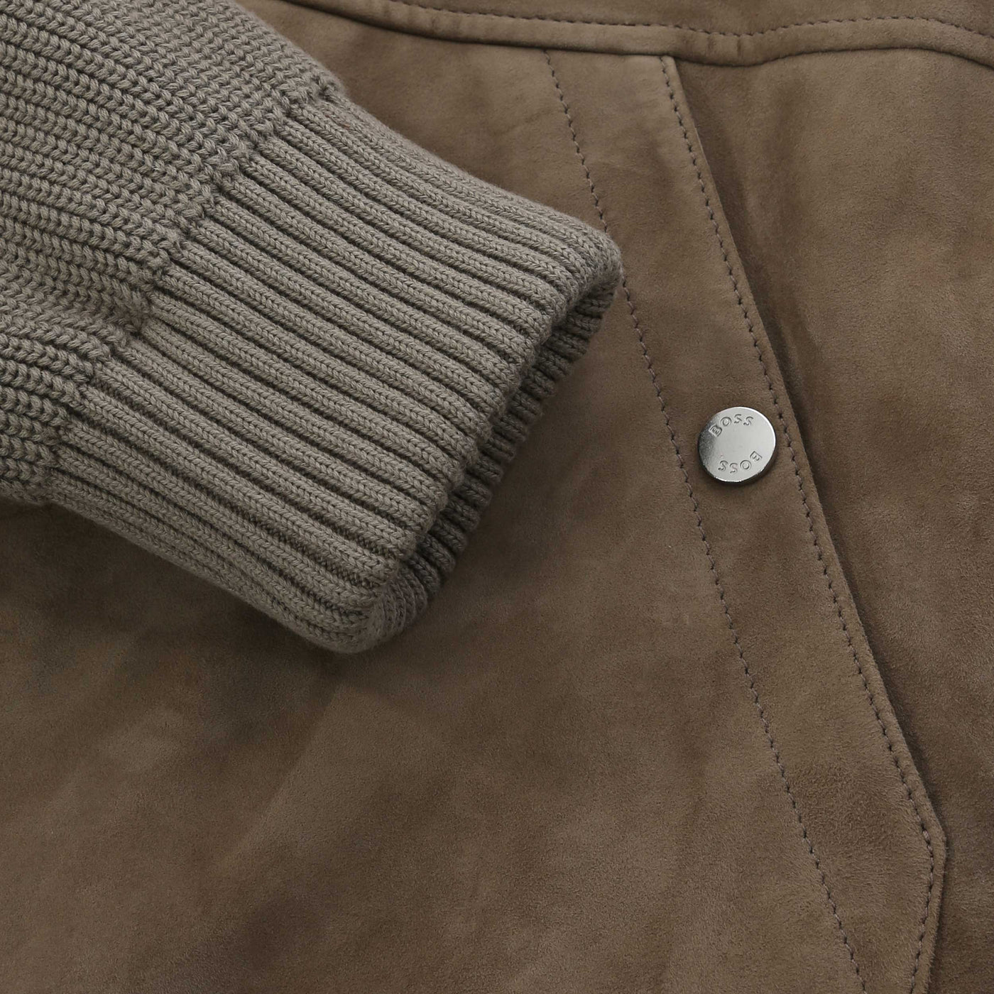 BOSS H Maparo Leather Jacket in Open Brown cuff