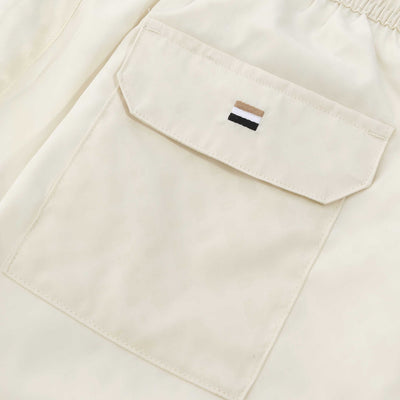 BOSS Jacques Swim Short in Off White Logo Tab