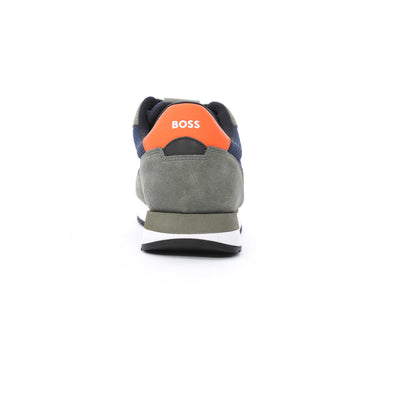 BOSS Kai Runn mesd Trainer in Navy & Grey Heel