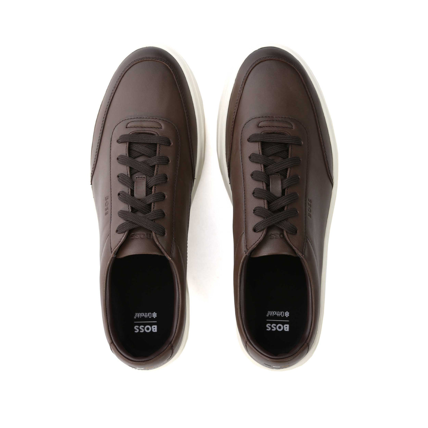 BOSS Kieran Tenn buox Trainer in Dark Brown Birdseye