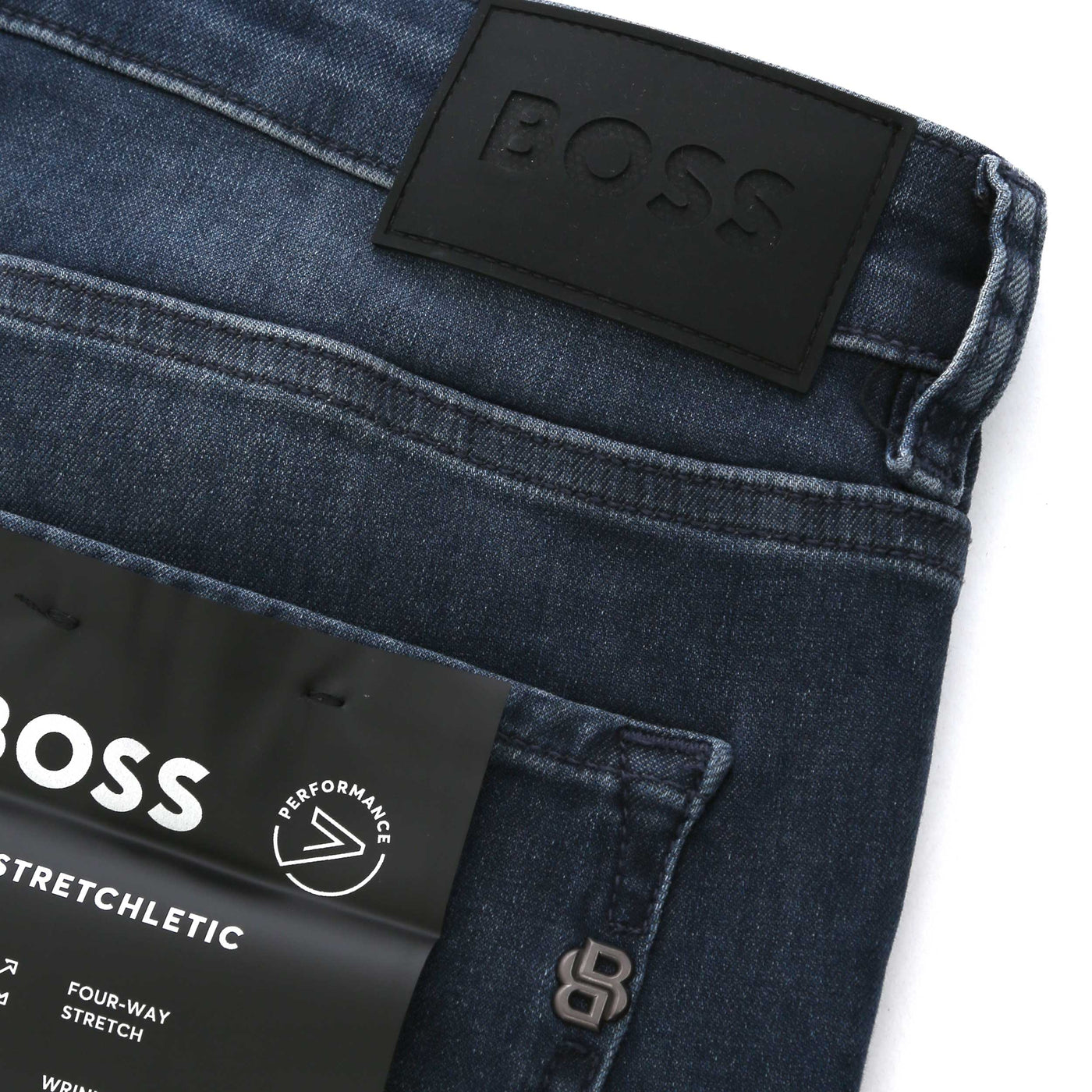 BOSS P Delaware Jean in Medium Blue back logo