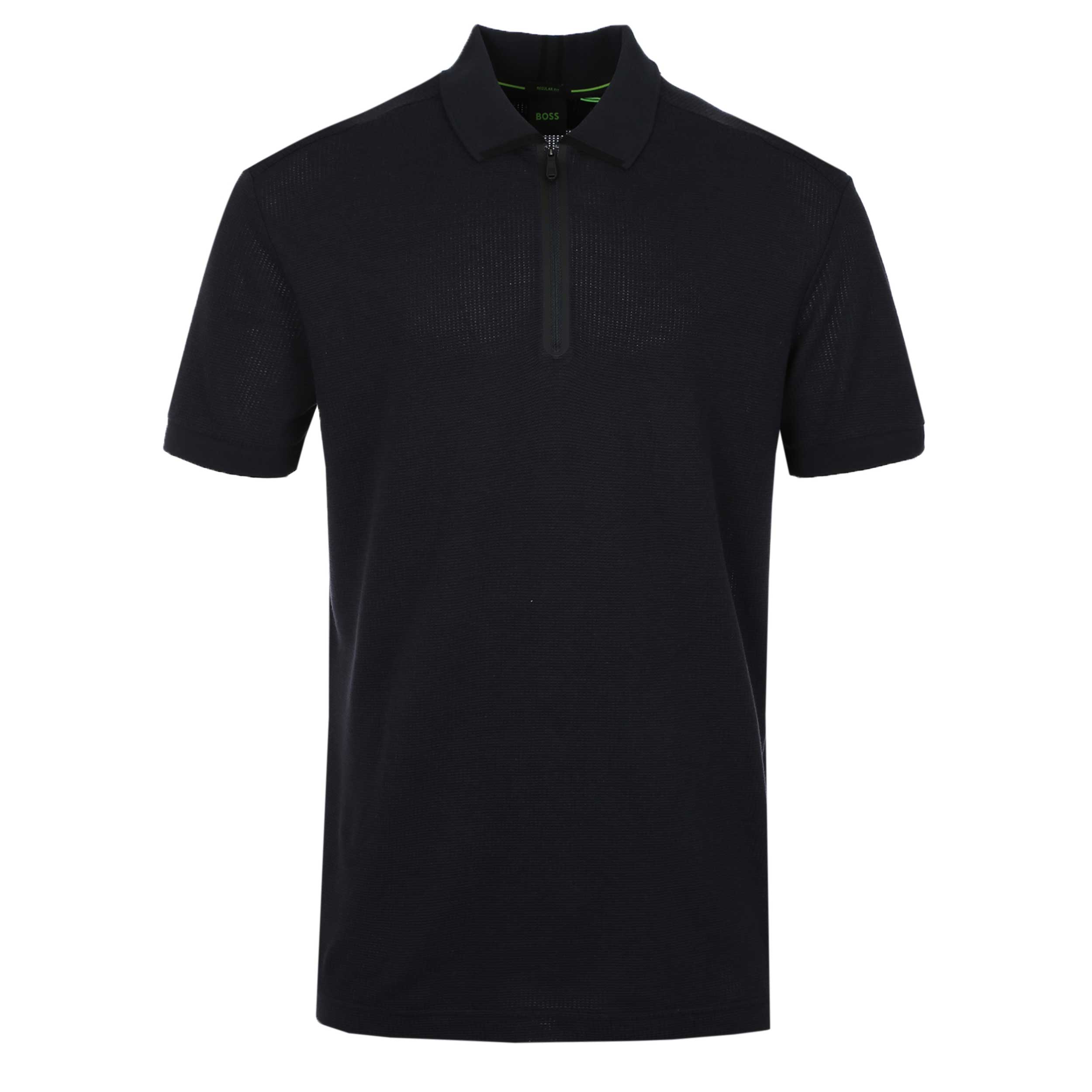 BOSS PL Terrace Zip Polo Shirt in Dark Blue