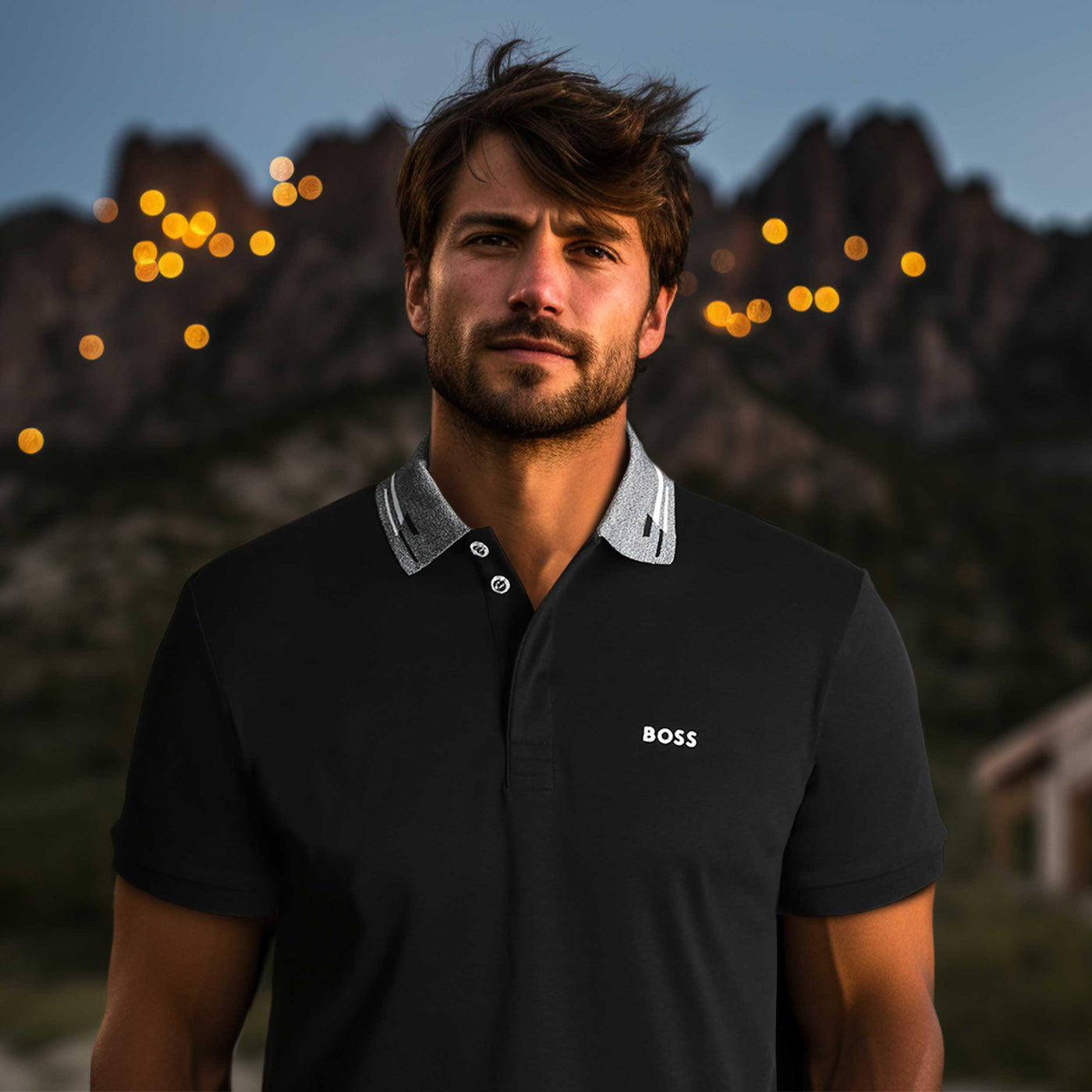 BOSS Paddy 1 Polo Shirt in Black Model