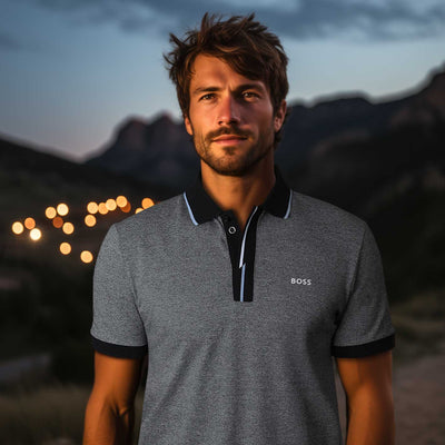 BOSS Paddy 3 Polo Shirt in Dark Blue Model