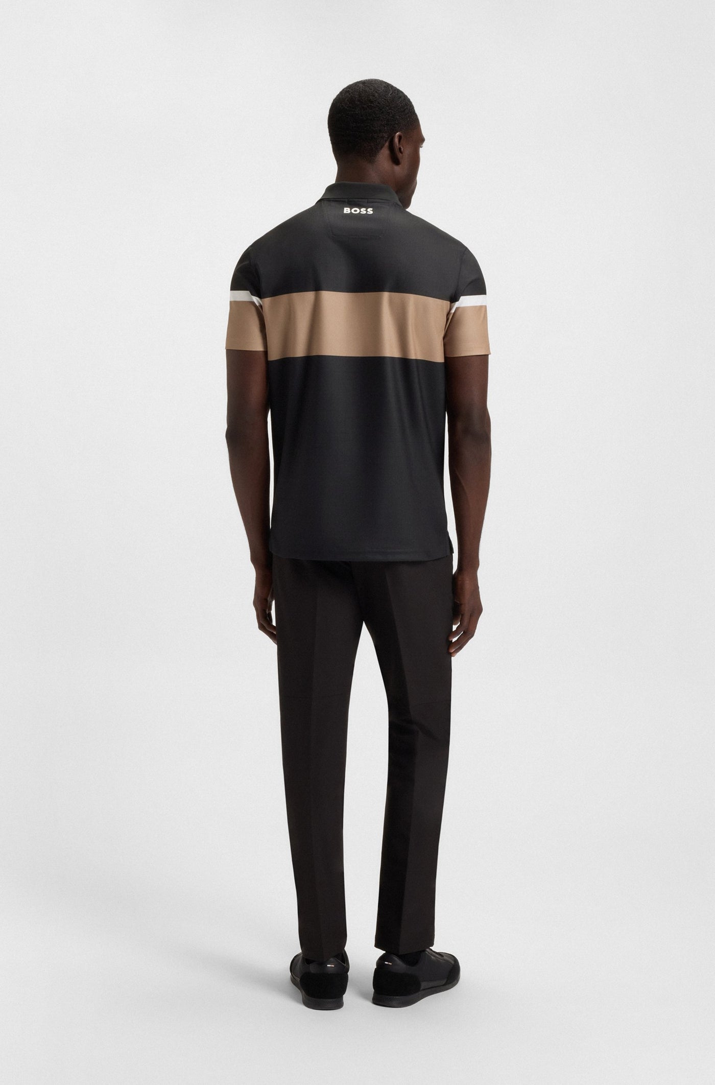 BOSS Paddy The Open 25 Polo Shirt in Black Model Back