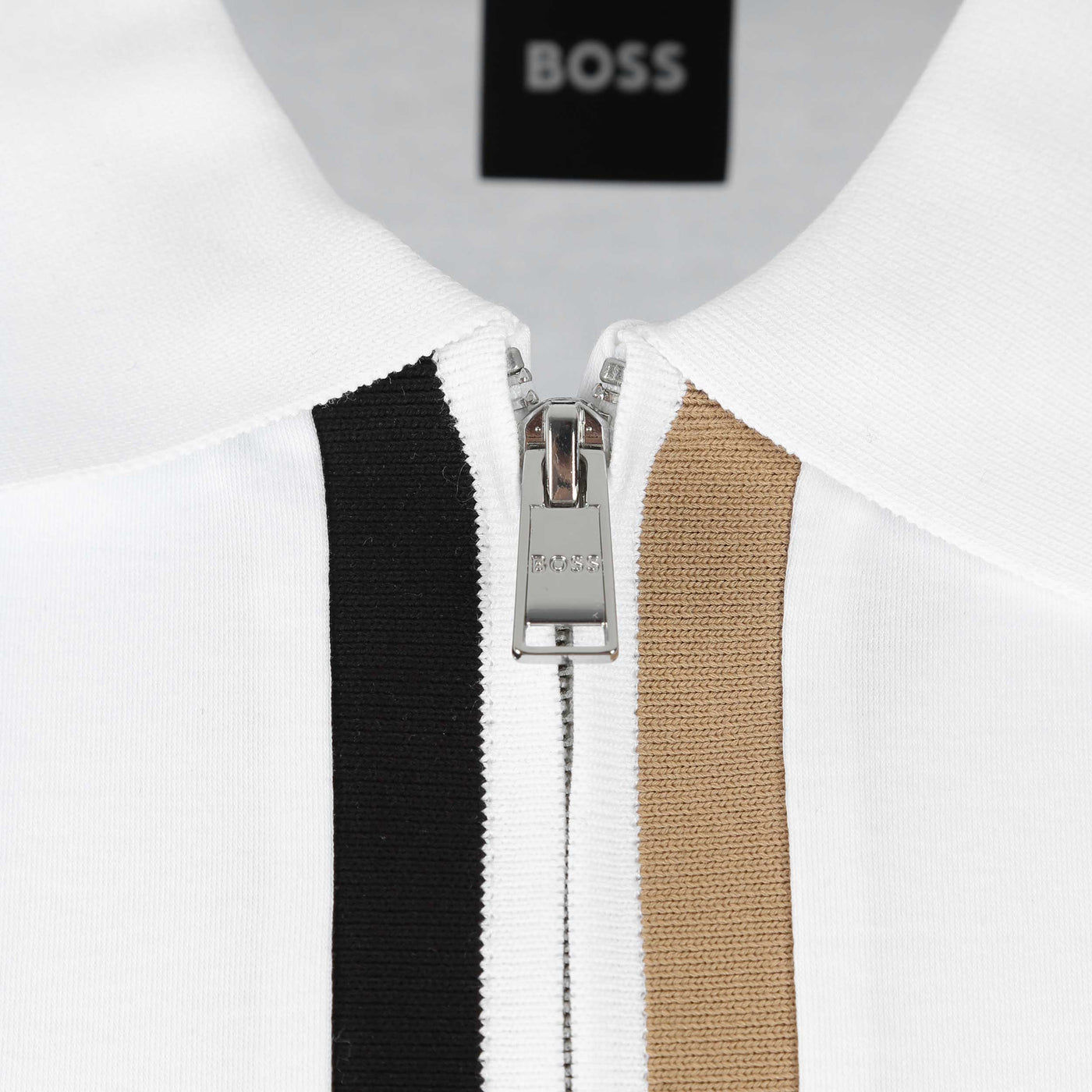 BOSS Paras 19 Polo Shirt in White Zip