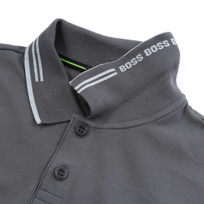 BOSS Paul Curved Polo Shirt in Dark Grey detail