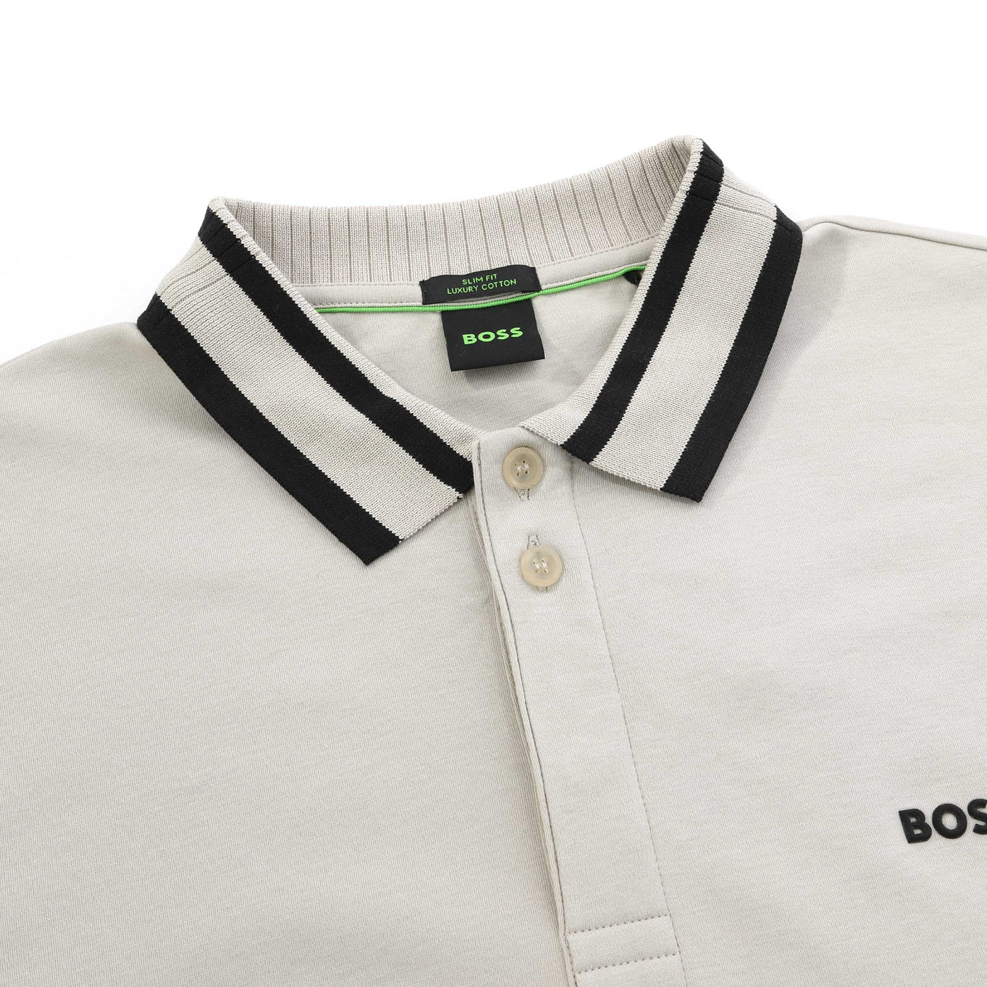 BOSS Paule Polo Shirt in Light Beige Collar