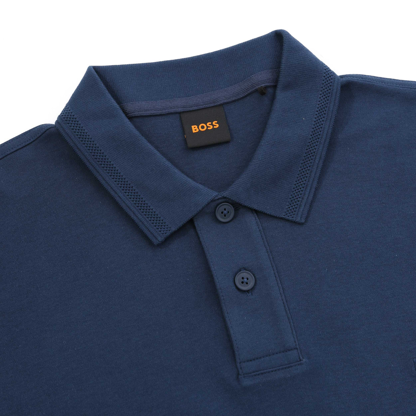 BOSS Pe Interlock Polo Shirt in Navy Placket