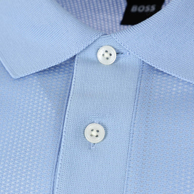 BOSS Piket 38 Polo Shirt in Sky Blue Placket