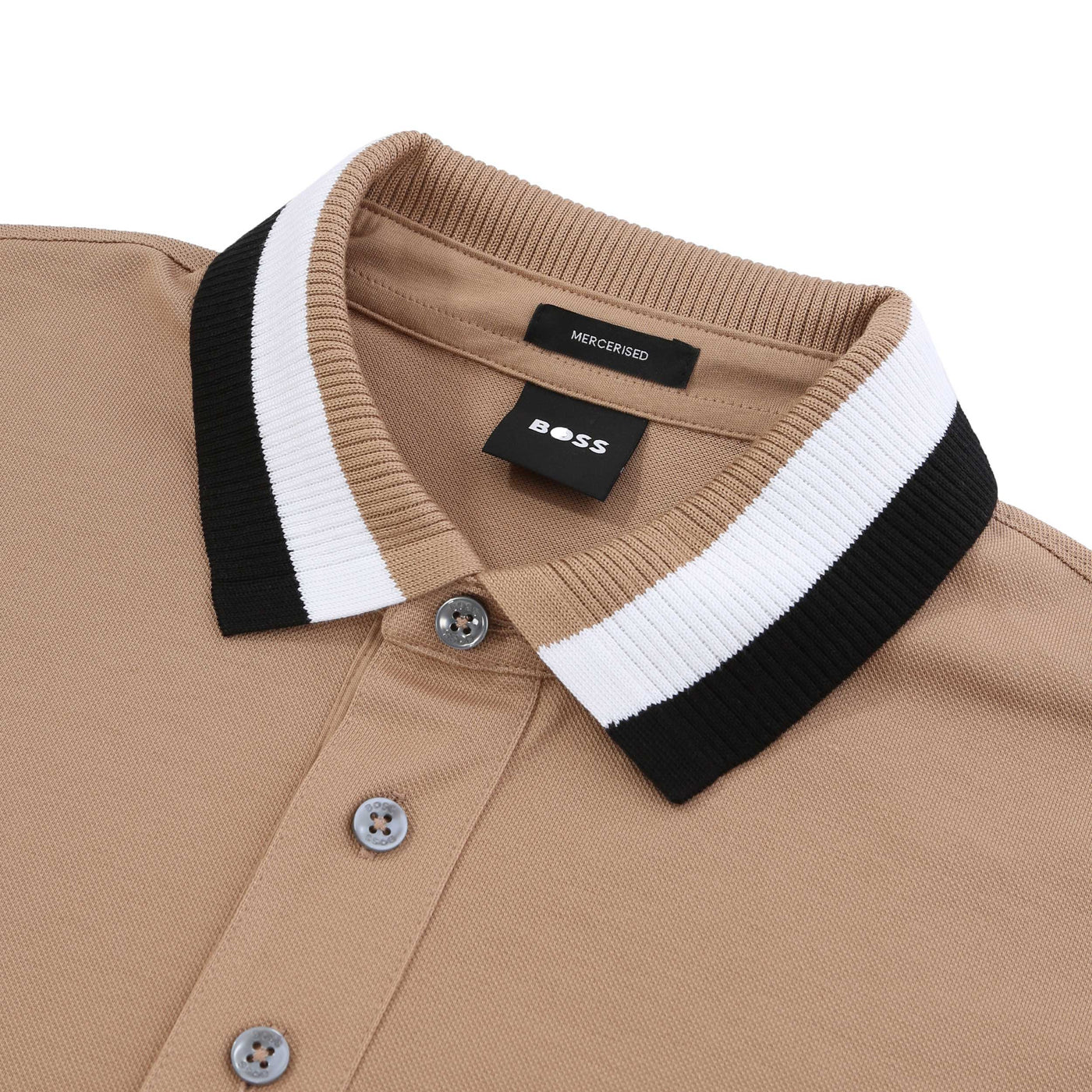 BOSS Prout 37 Polo Shirt in Medium Beige Collar