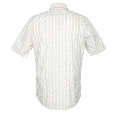 BOSS Rash 2 Short Sleeve Shirt in White Beige Print Back