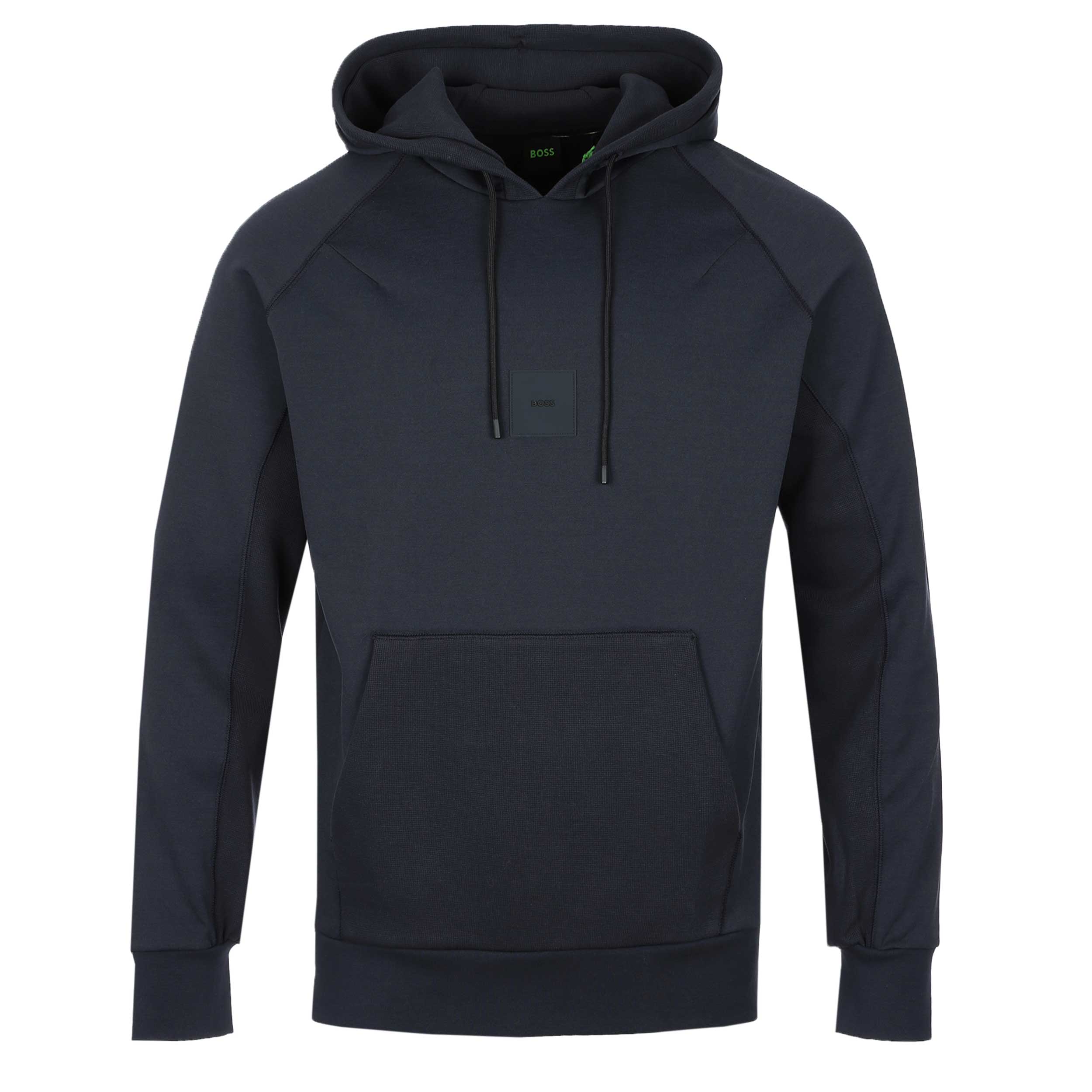 BOSS Soody Rib Hooded Sweat Top in Dark Blue