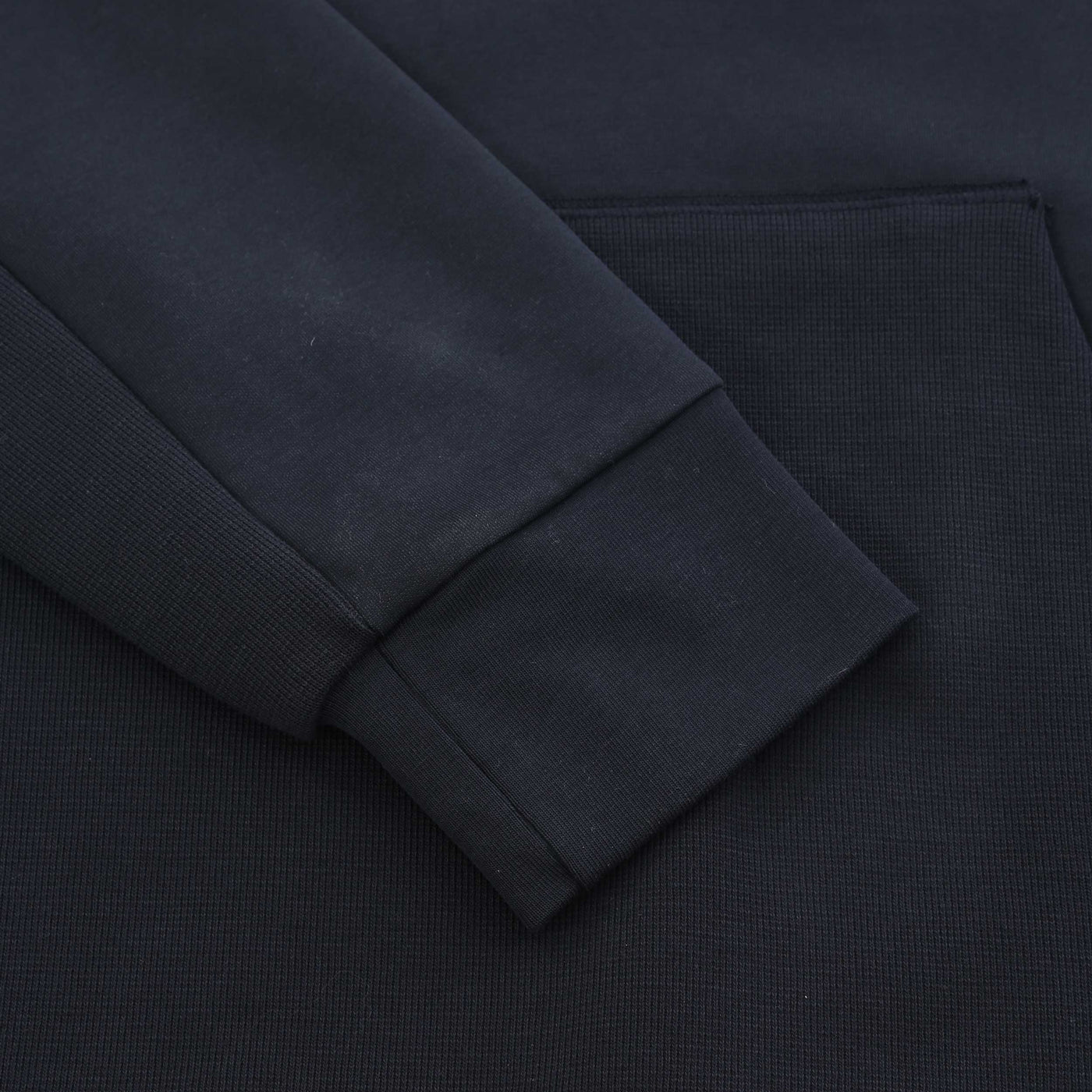 BOSS Soody Rib Hooded Sweat Top in Dark Blue Cuff