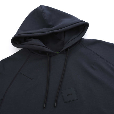 BOSS Soody Rib Hooded Sweat Top in Dark Blue Hood