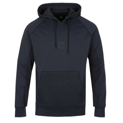 BOSS Soody Rib Hooded Sweat Top in Dark Blue