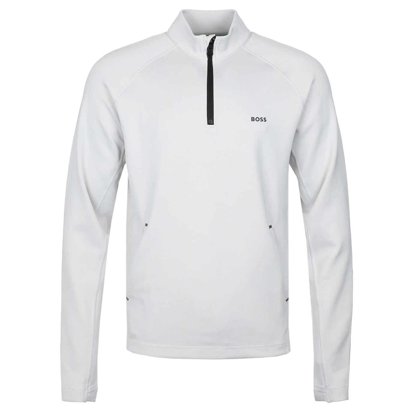 BOSS Sweat Active Zip Neck Sweatshirt in Light Grey