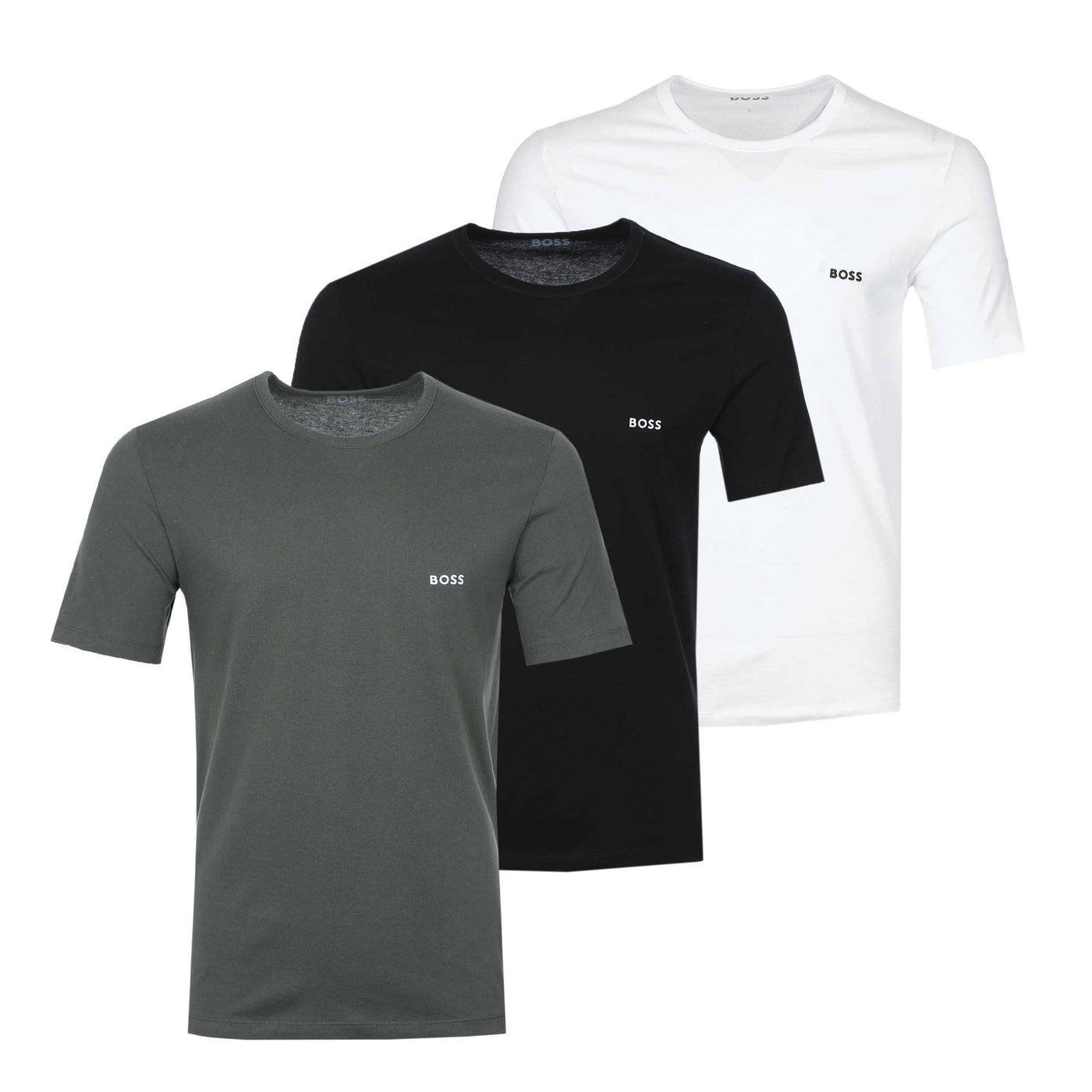BOSS T-Shirt RN 3P Classic T-Shirt in Black, Khaki & White