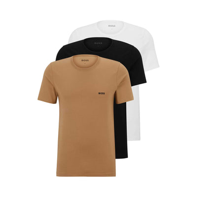 BOSS TShirtRN 3P Classic T-Shirt in Black, White & Beige