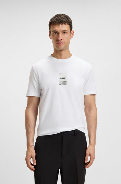 BOSS Tee Photoprint T Shirt in White Model
