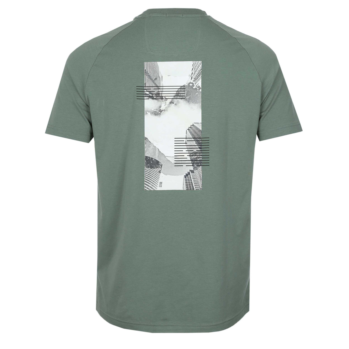 BOSS Tee Stripe Zone T Shirt in Open Green back