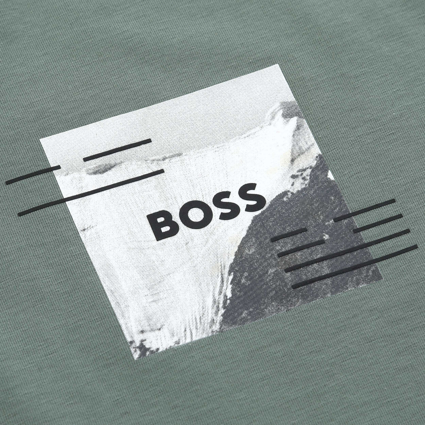 BOSS Tee Stripe Zone T Shirt in Open Green logo