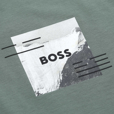 BOSS Tee Stripe Zone T Shirt in Open Green logo