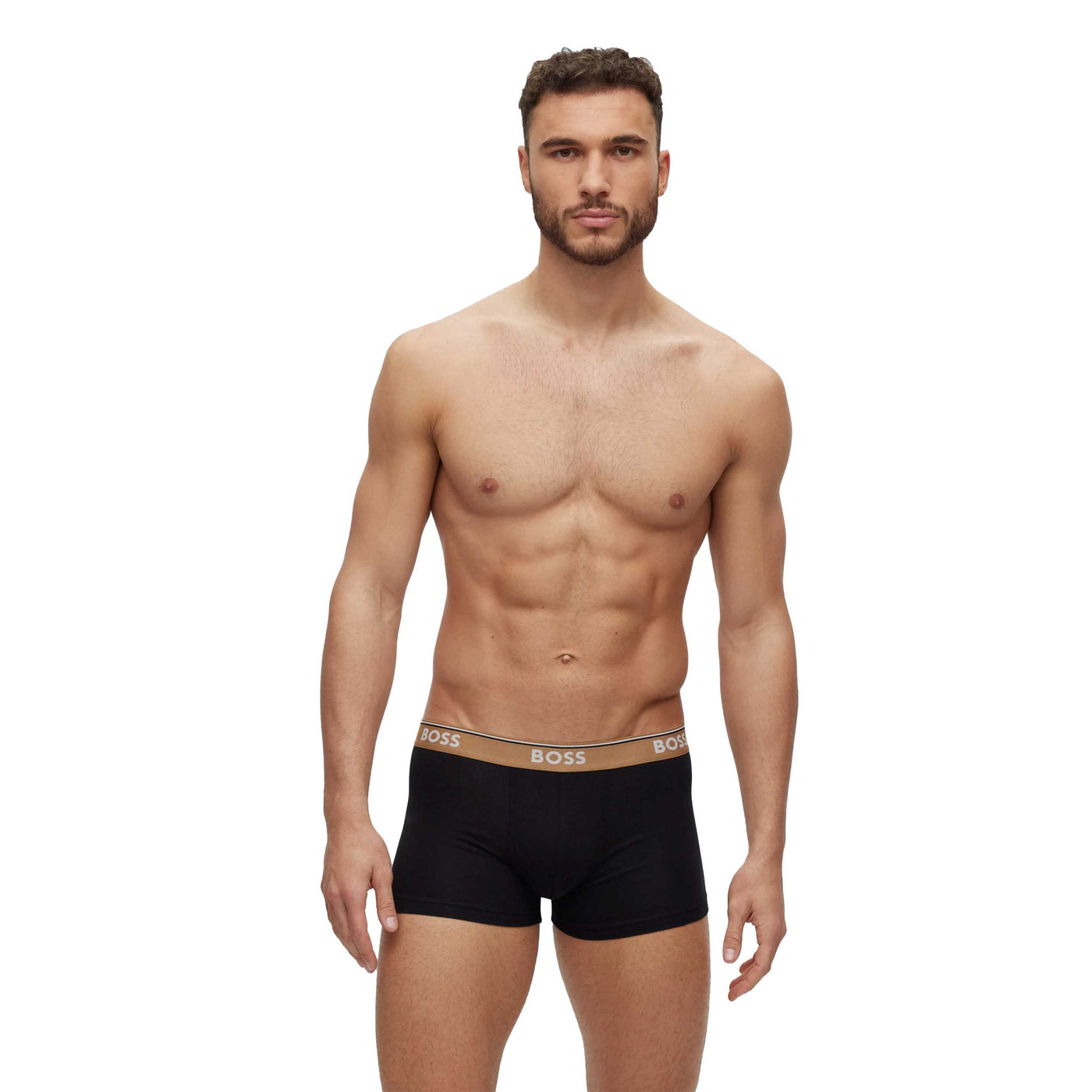 BOSS Trunk 3P Power Underwear in Black Model Tan