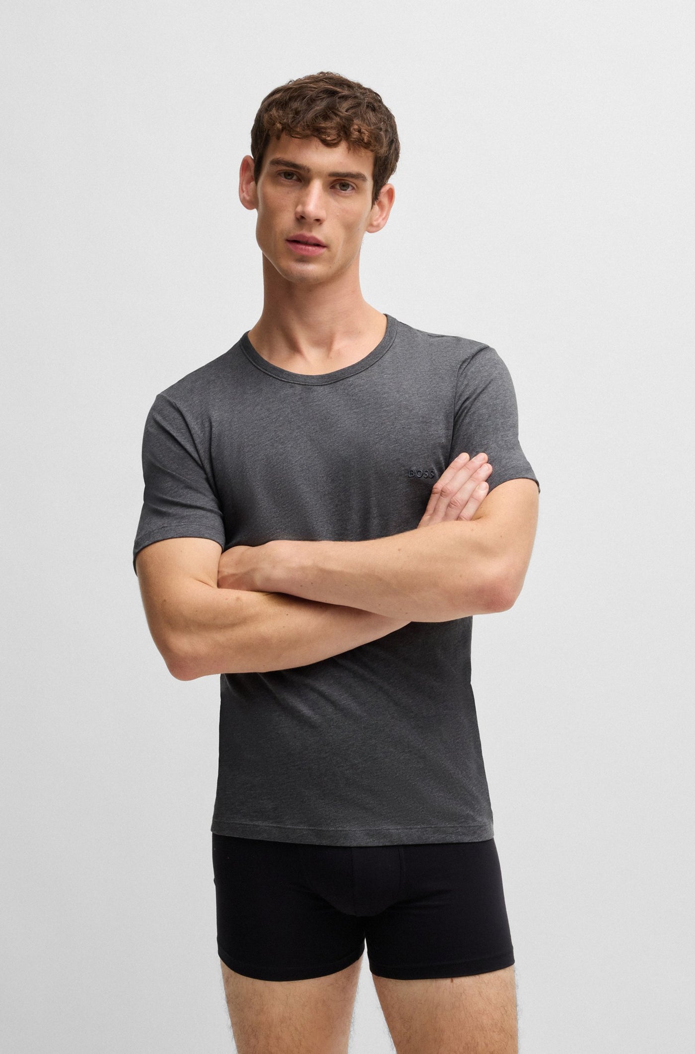 BOSS Tshirt RN 3P Classic T-Shirt in Charcoal Grey