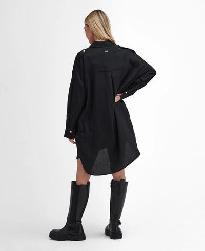 Barbour Christa Dress in Black Model Back