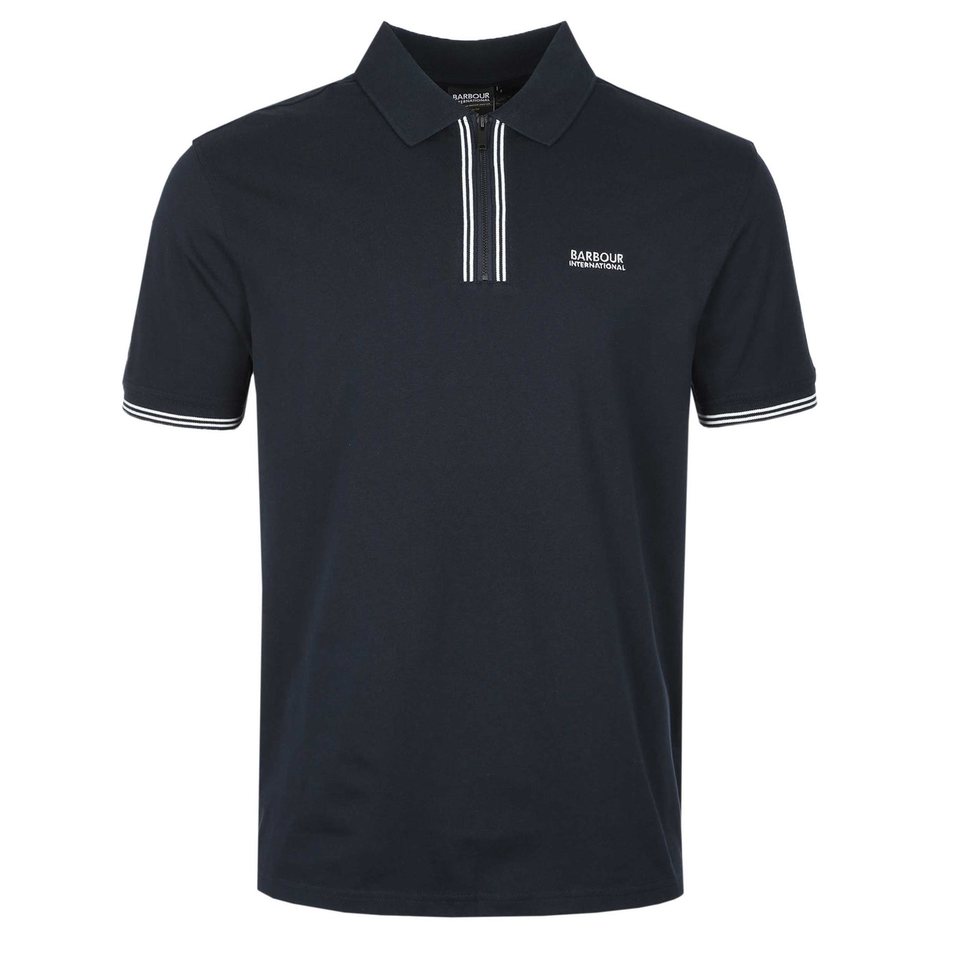 Barbour Ollie Twin Tipped Placket Polo Shirt in Navy Front