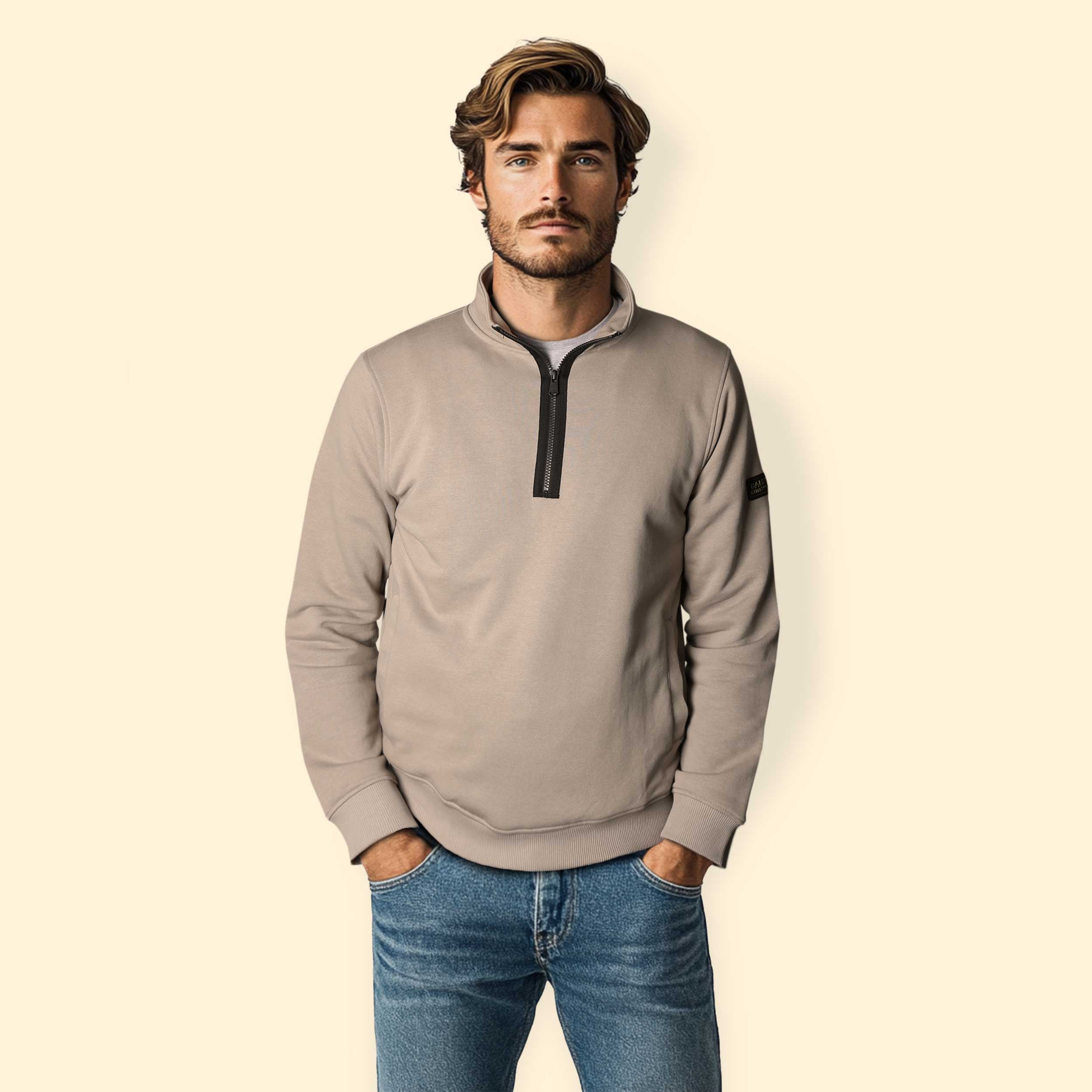 Barbour Outline Funnel Neck Sweatshirt in Concrete