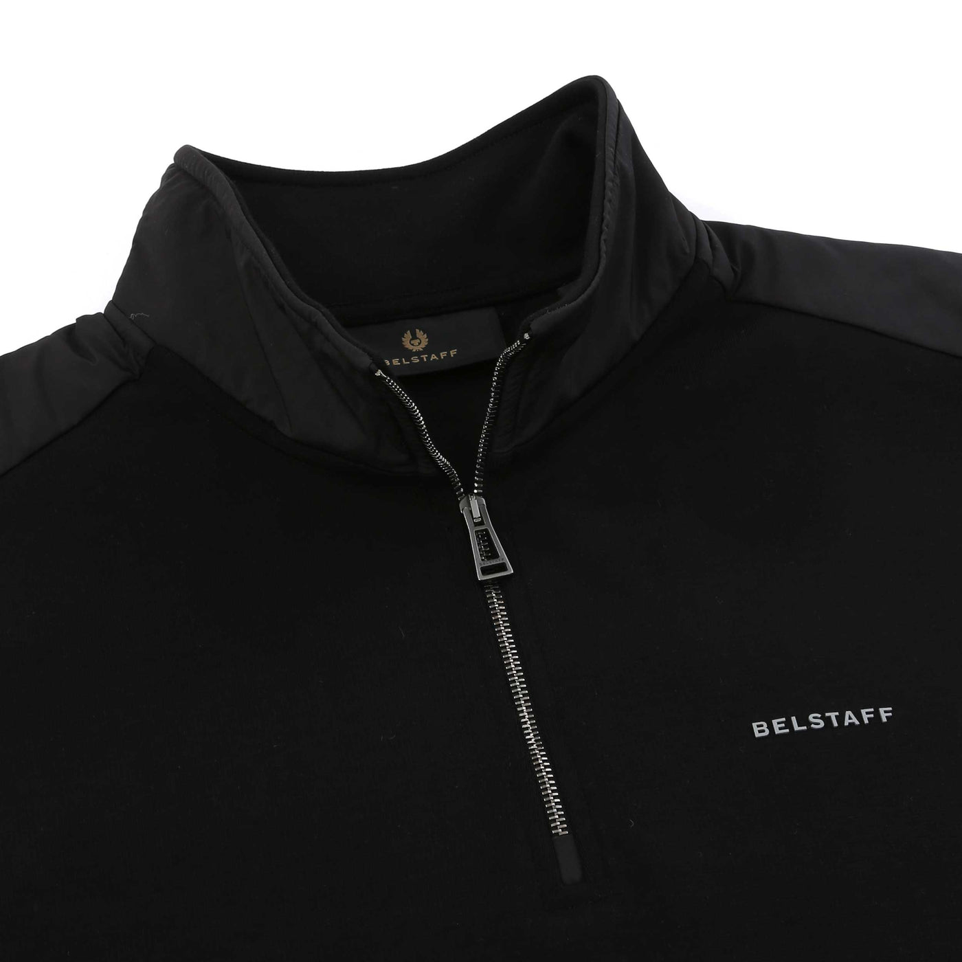 Belstaff Alloy Quarter Zip Sweat Top in Black Placket