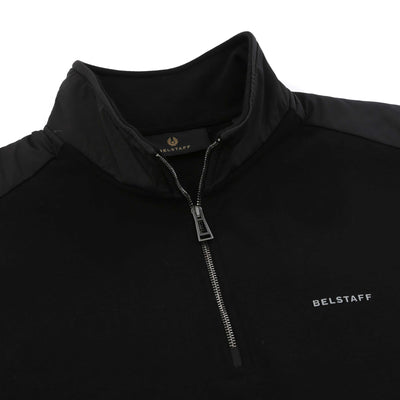 Belstaff Alloy Quarter Zip Sweat Top in Black Placket