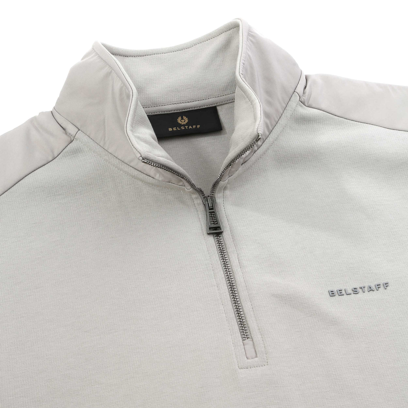 Belstaff Alloy Quarter Zip Sweat Top in Cement Grey Placket