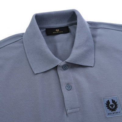 Belstaff Classic Short Sleeve Polo Shirt in Blue Flint Collar