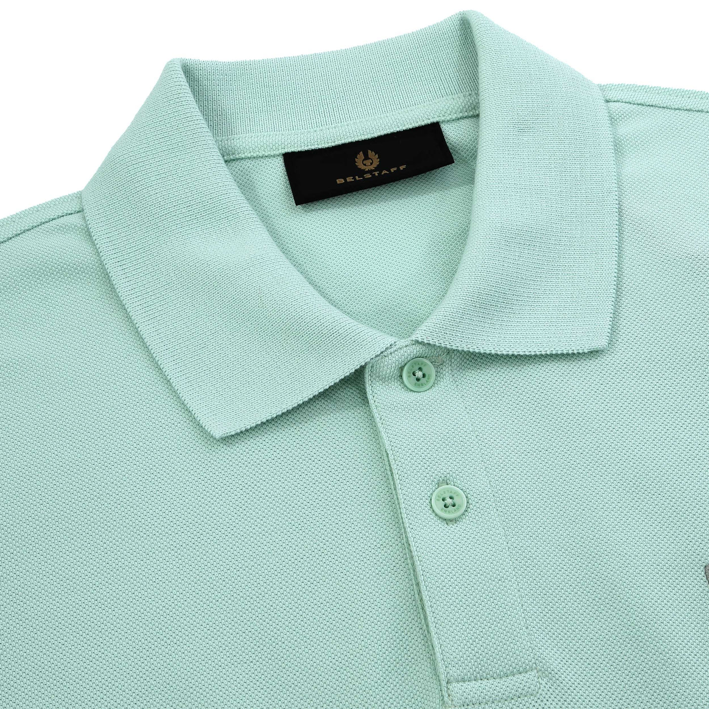 Belstaff Classic Short Sleeve Polo Shirt in Breeze Green Collar